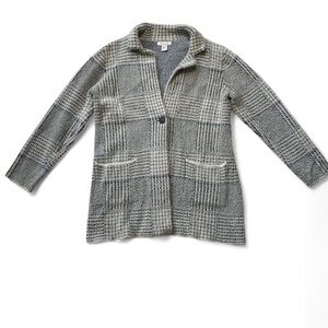 Rachel Zoe Women’s XL Grey Plaid Fuzzy Knit Cardigan Coat